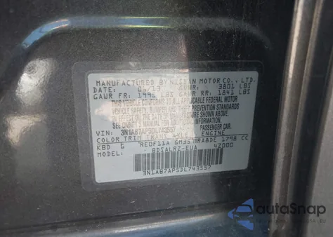 2013 Nissan Sentra Sr из США, поврежденный, VIN 3N1AB7AP5DL743557